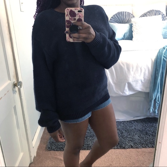 Sweaters - Vintage | Oversized Navy Grandpa Sweater